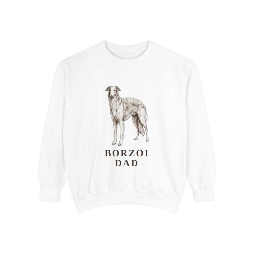 Borzoi Dad Sweatshirt, White, front view