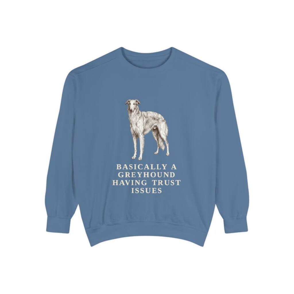 Borzoi Humor Sweatshirt, Blue Jean, front view