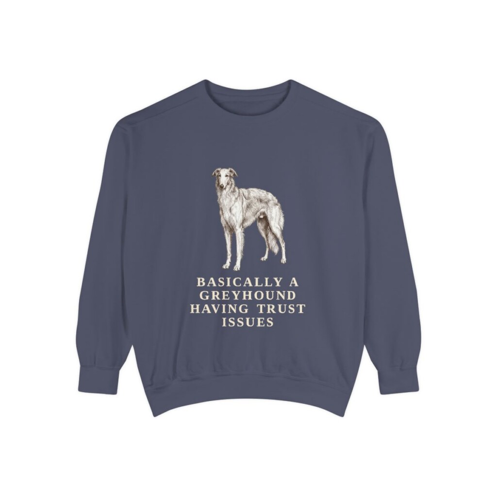 Borzoi Humor Sweatshirt, Denim, front view