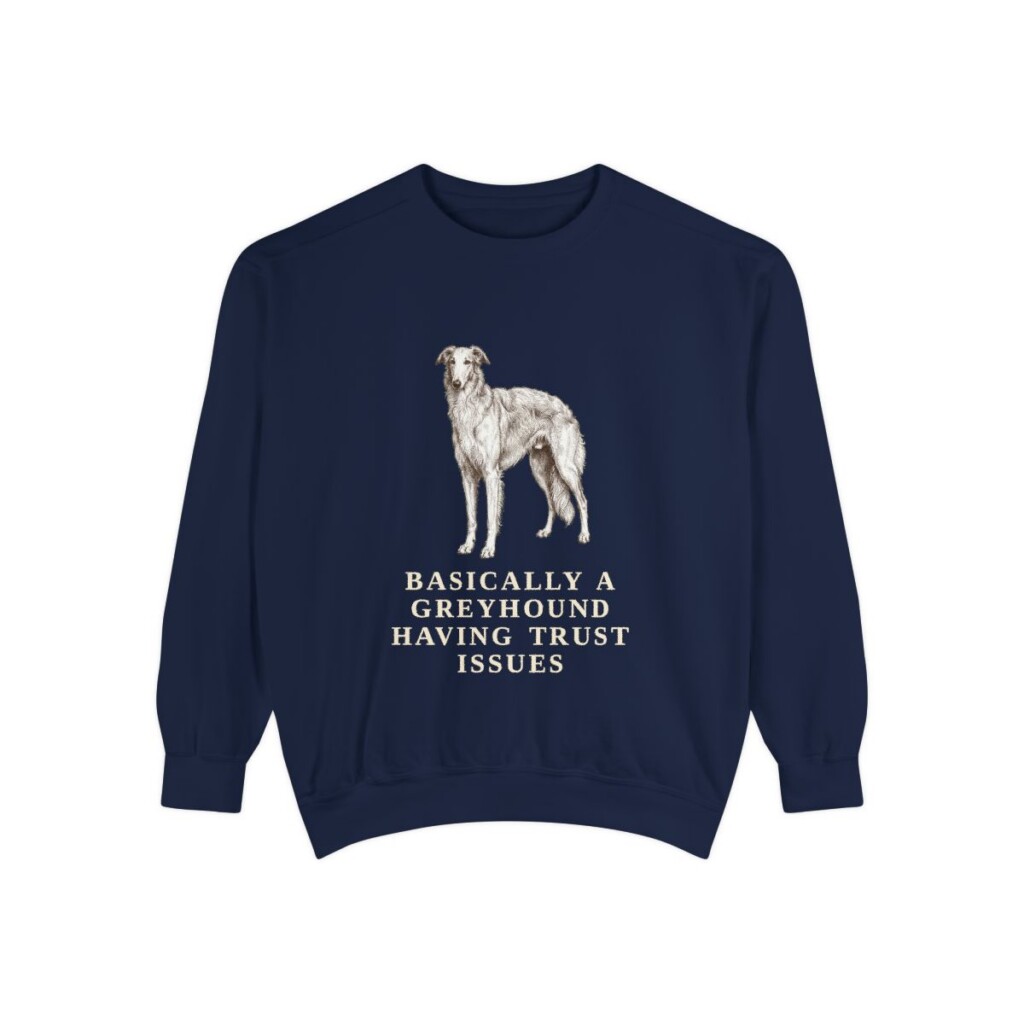 Borzoi Humor Sweatshirt, True Navy, front view
