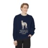 Borzoi Humor Sweatshirt, True Navy, person 1 front