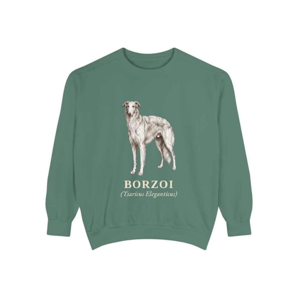 borzoi-sweatshirt-latin-light-green Borzoi Latin Sweatshirt, Light Green, front view