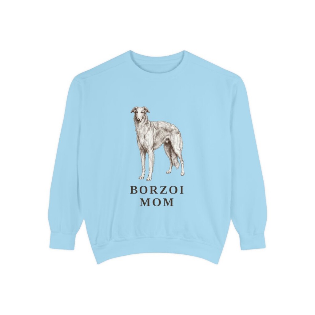 Borzoi Mom Sweatshirt, Chambray, front view