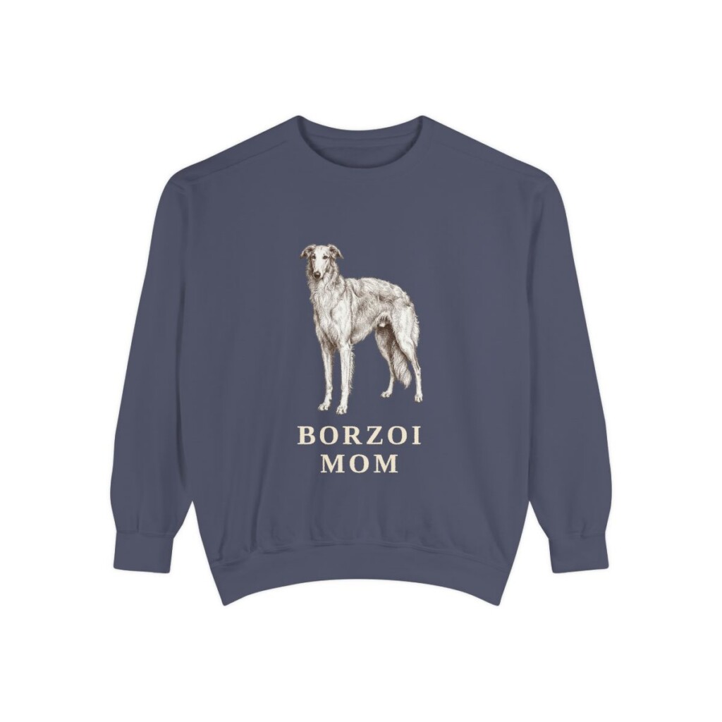 Borzoi Mom Sweatshirt, Denim, front view