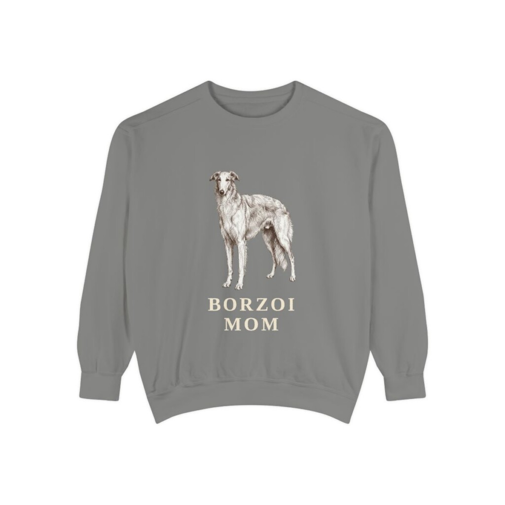 Borzoi Mom Sweatshirt, Grey, front view