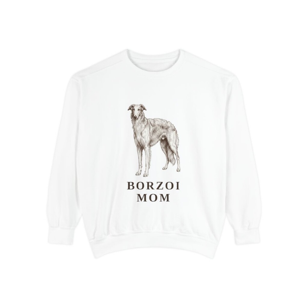Borzoi Mom Sweatshirt, White, front view