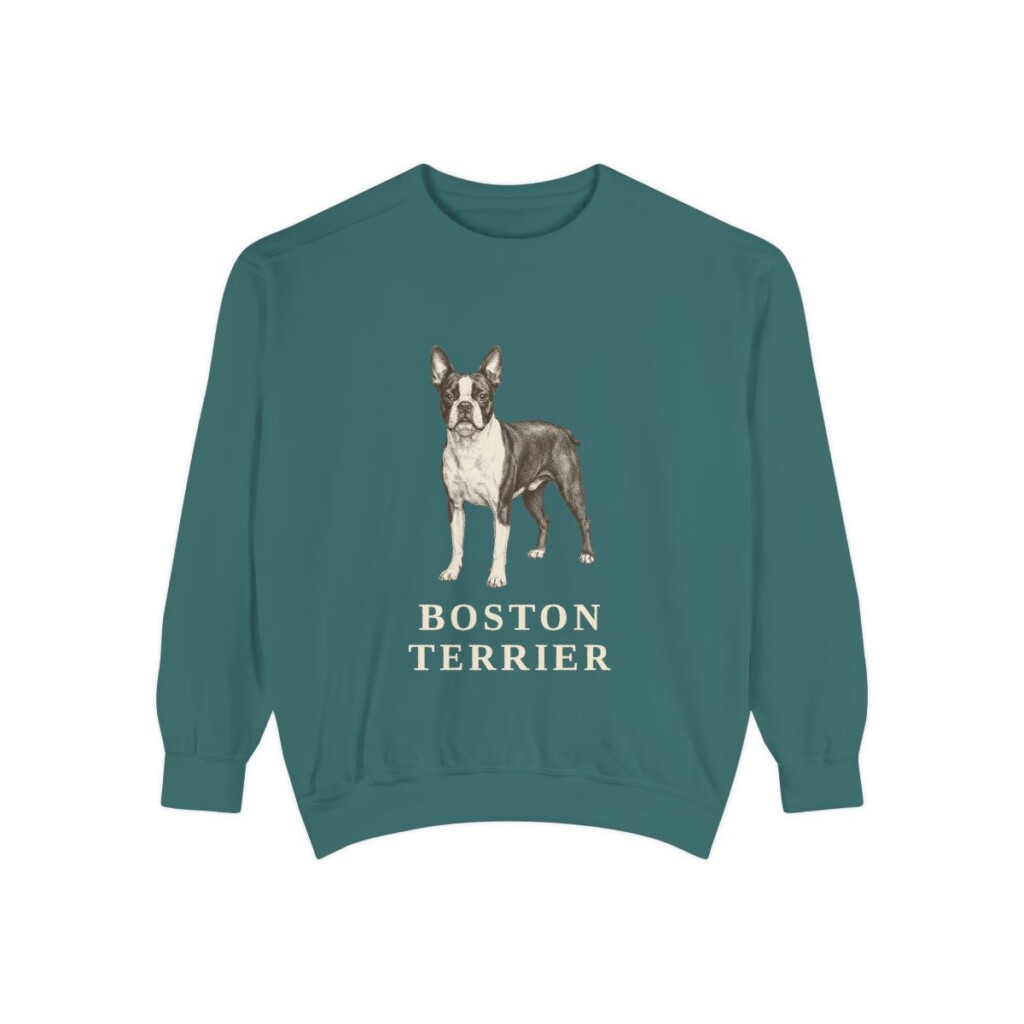 Boston Terrier Sweatshirt, Blue Spruce, front view