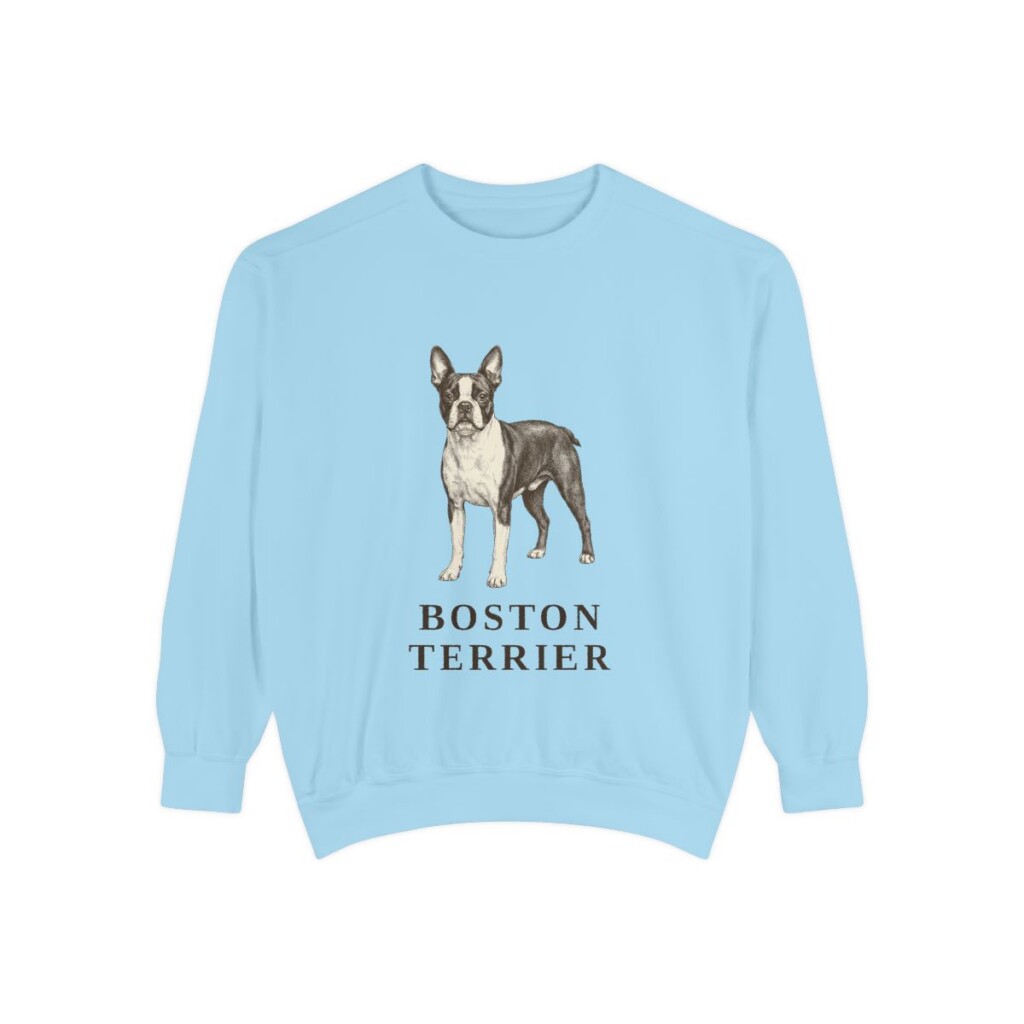 Boston Terrier Sweatshirt, Chambray, front view