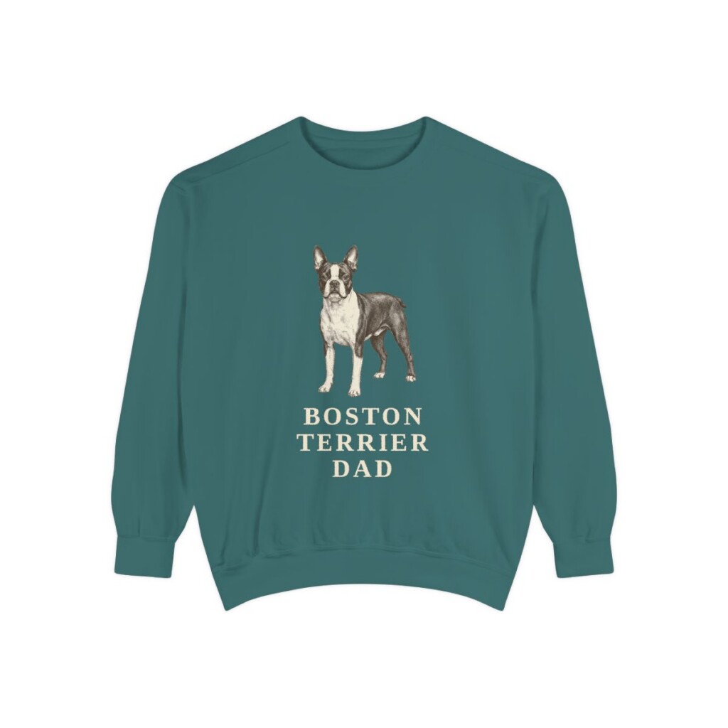 Boston Terrier Dad Sweatshirt, Blue Spruce, front view