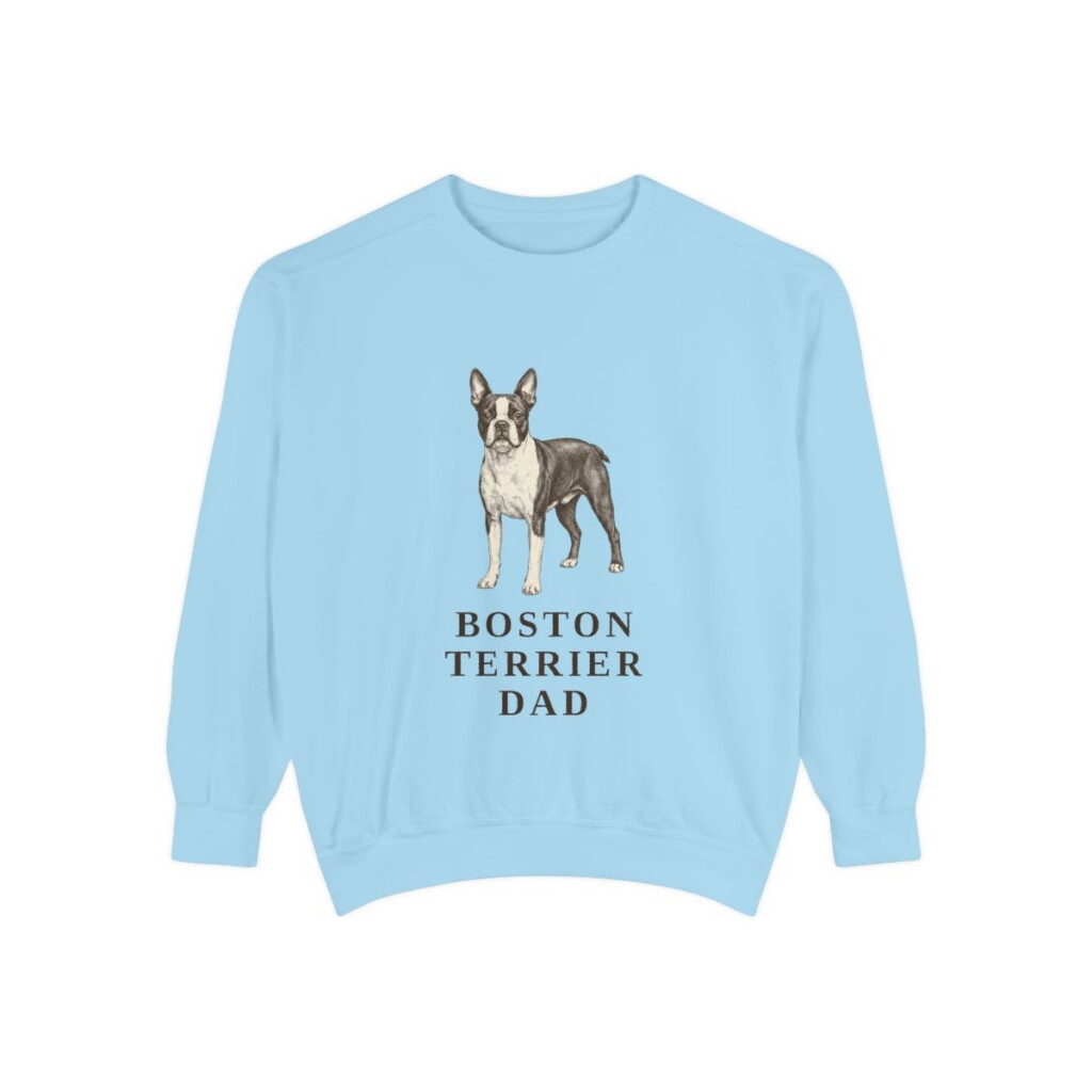 Boston Terrier Dad Sweatshirt, Chambray, front view