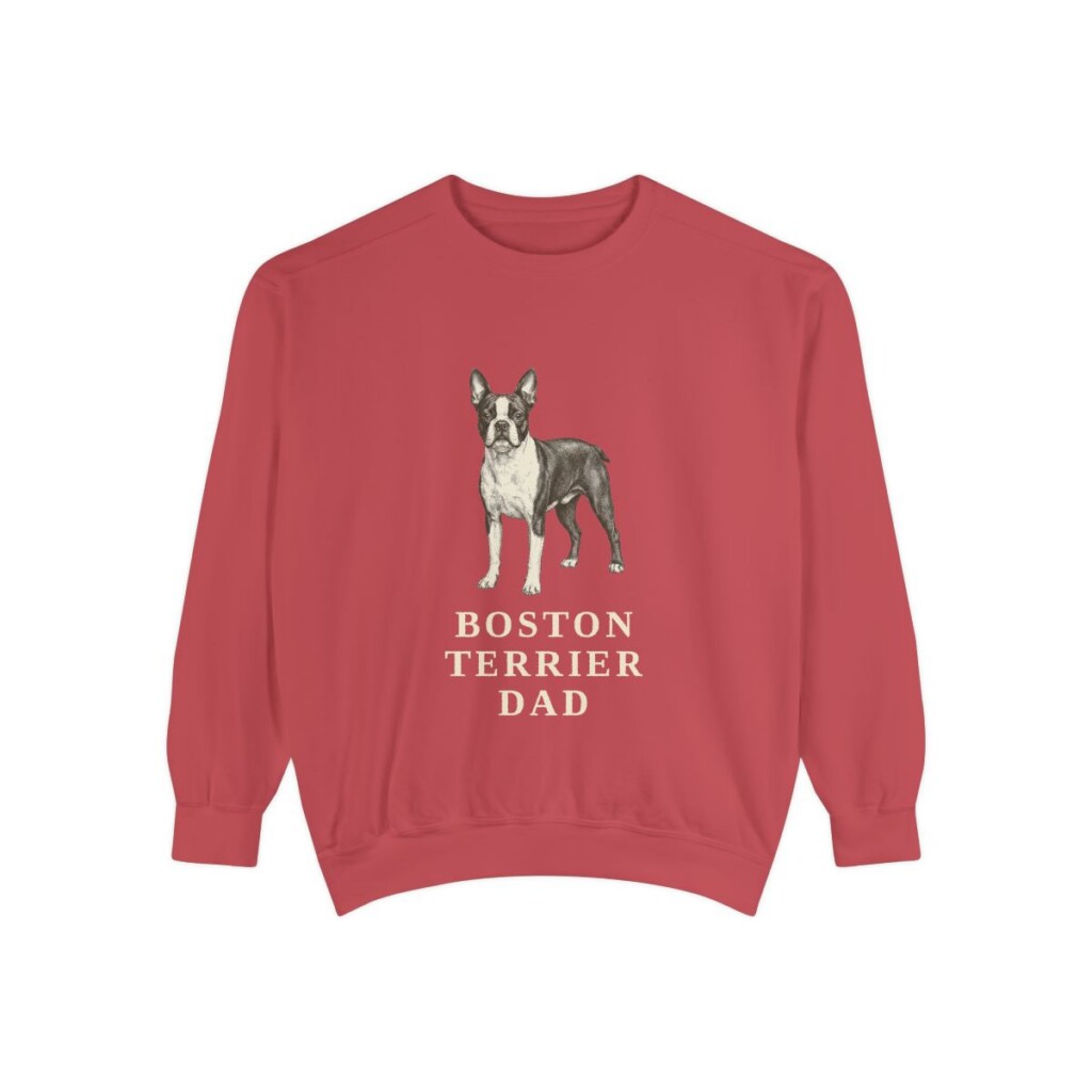 Boston Terrier Dad Sweatshirt, Crimson, front view