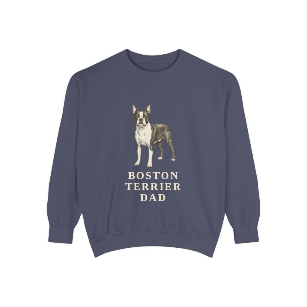 Boston Terrier Dad Sweatshirt, Denim, front view