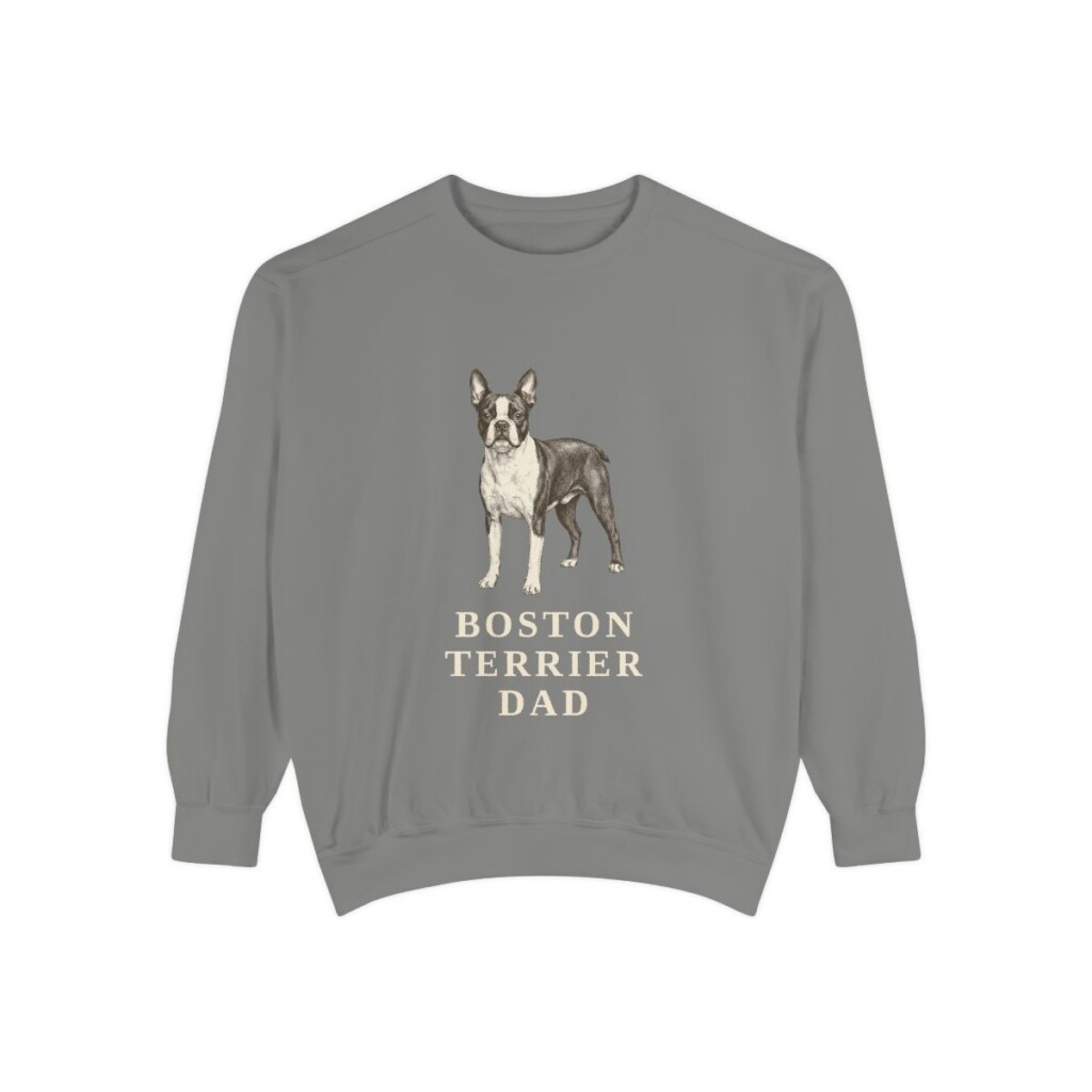 Boston Terrier Dad Sweatshirt, Grey, front view