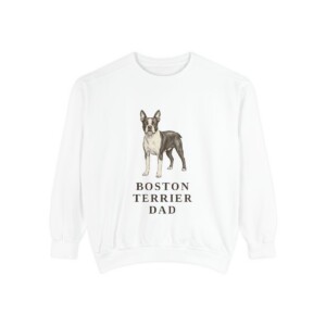Boston Terrier Dad Sweatshirt, White, front view