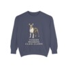 boston-terrier-sweatshirt-humor-denim Boston Terrier Humor Sweatshirt, Denim, front view