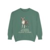 boston-terrier-sweatshirt-humor-light-green Boston Terrier Humor Sweatshirt, Light Green, front view