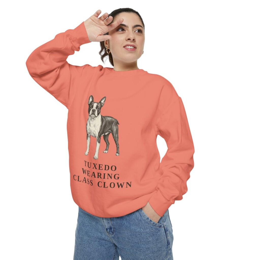 boston-terrier-sweatshirt-humor-terracotta-person-2-context Boston Terrier Humor Sweatshirt, Terracotta, person 2 context