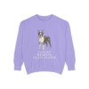 boston-terrier-sweatshirt-humor-violet Boston Terrier Humor Sweatshirt, Violet, front view