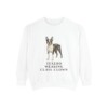 boston-terrier-sweatshirt-humor-white Boston Terrier Humor Sweatshirt, White, front view