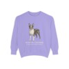 Boston Terrier Latin Sweatshirt, Violet, front view