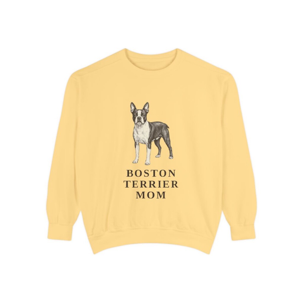 Boston Terrier Mom Sweatshirt, Butter, front view