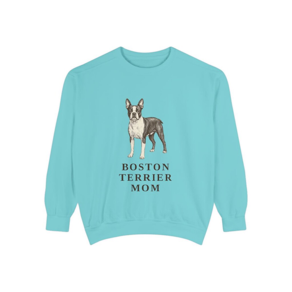 Boston Terrier Mom Sweatshirt, Chalky Mint, front view