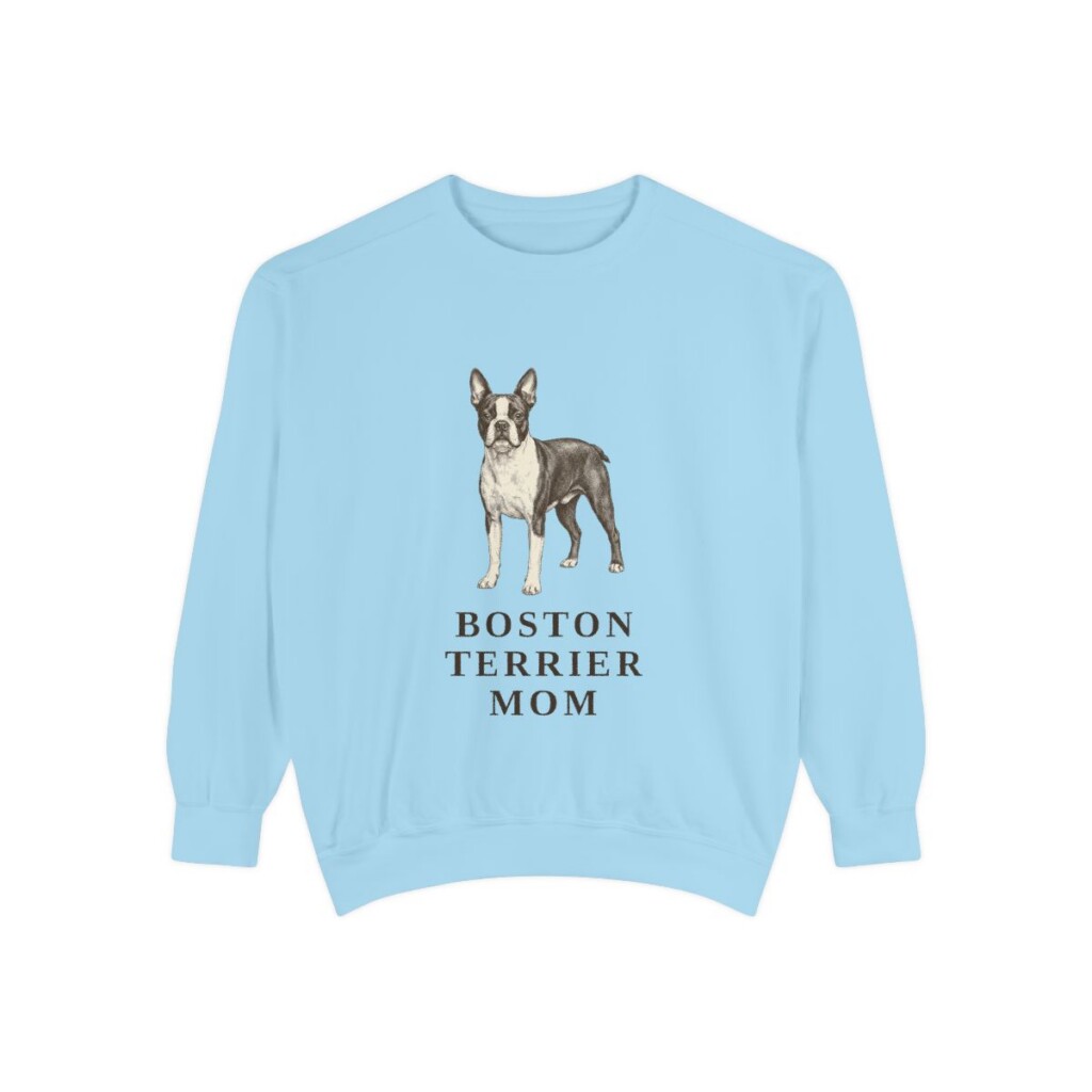 Boston Terrier Mom Sweatshirt, Chambray, front view