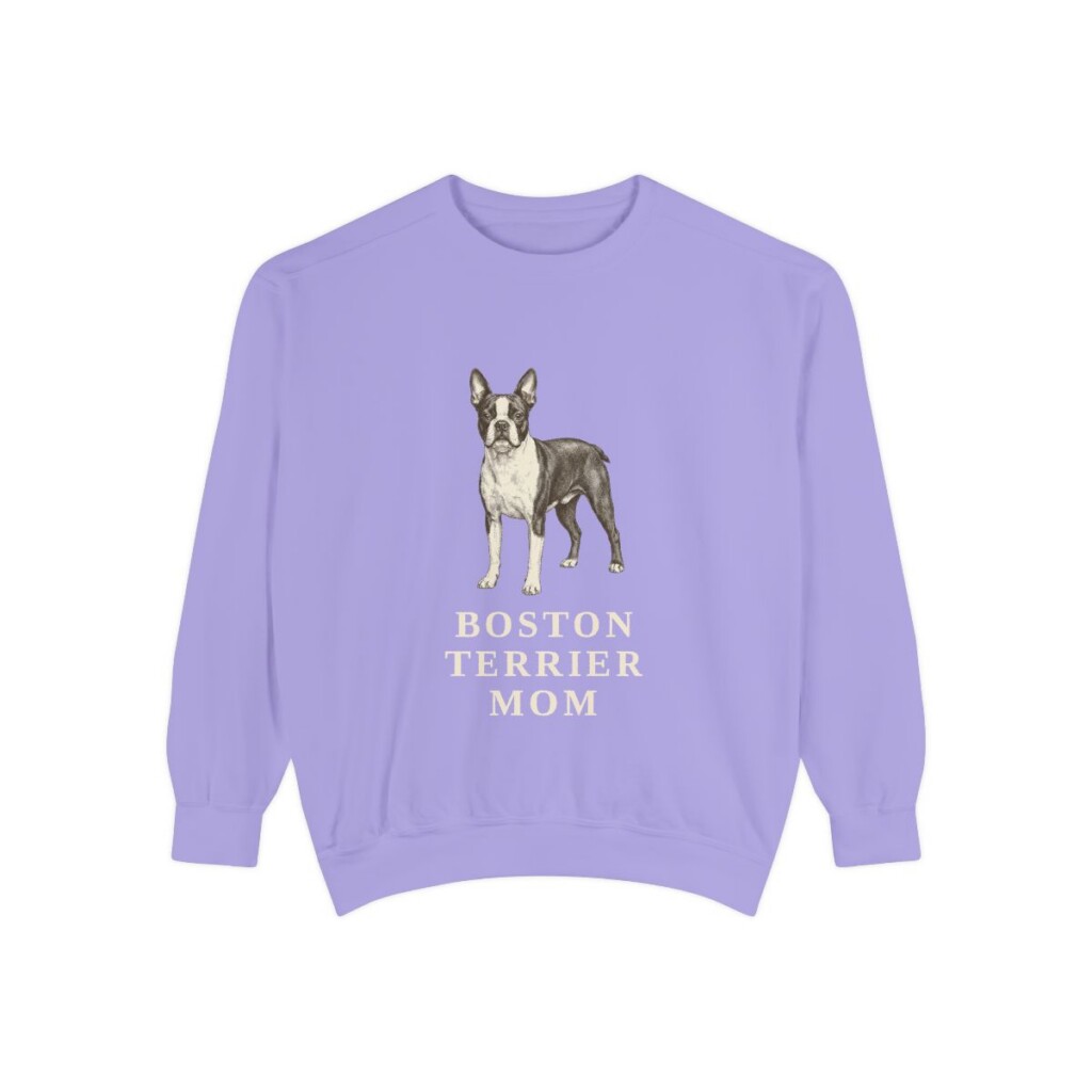 Boston Terrier Mom Sweatshirt, Violet, front view
