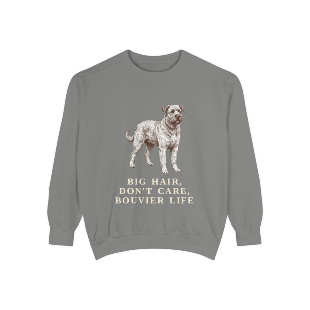 Bouvier des Flandres Humor Sweatshirt, Grey, front view