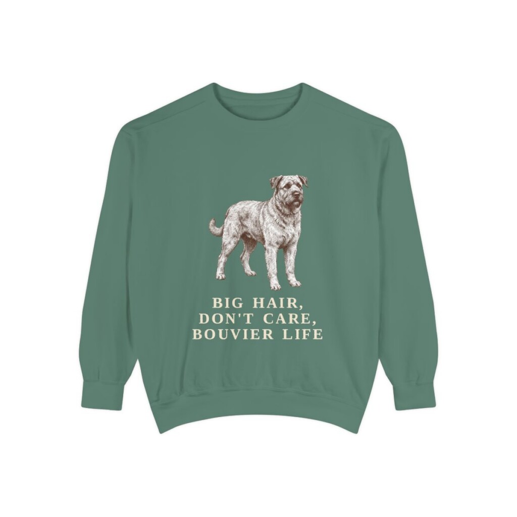 Bouvier des Flandres Humor Sweatshirt, Light Green, front view