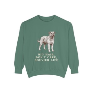 Bouvier des Flandres Humor Sweatshirt, Light Green, front view