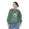 Bouvier des Flandres Humor Sweatshirt, Light Green, person 2 front