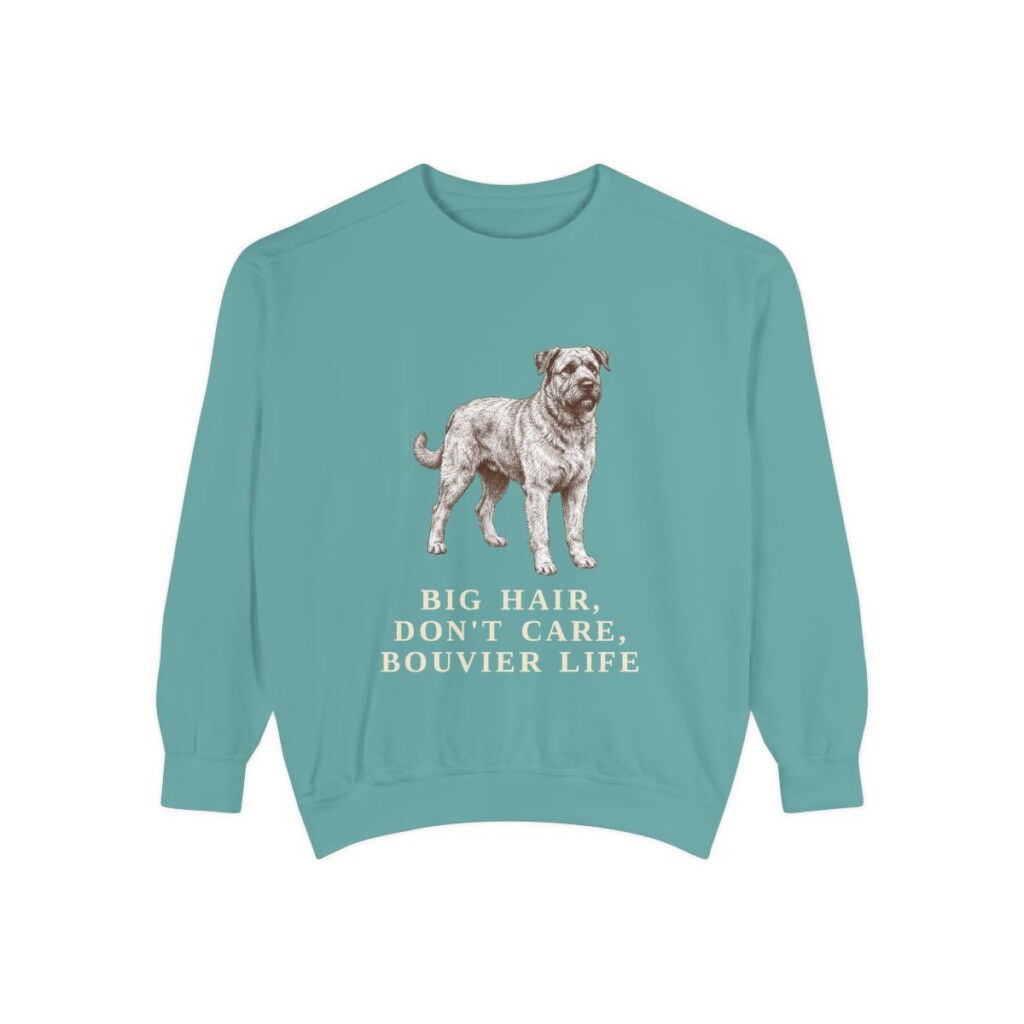 Bouvier des Flandres Humor Sweatshirt, Seafoam, front view