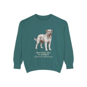Bouvier des Flandres Latin Sweatshirt, Blue Spruce, front view