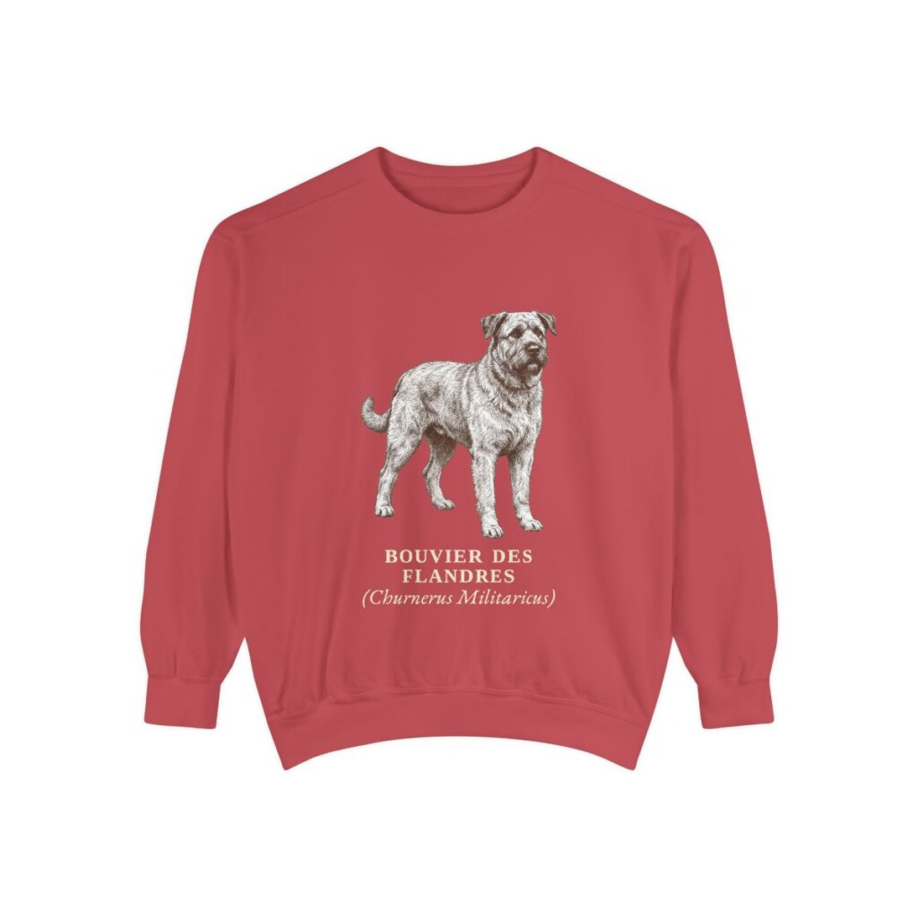 bouvier-des-flandres-sweatshirt-latin-crimson Bouvier des Flandres Latin Sweatshirt, Crimson, front view
