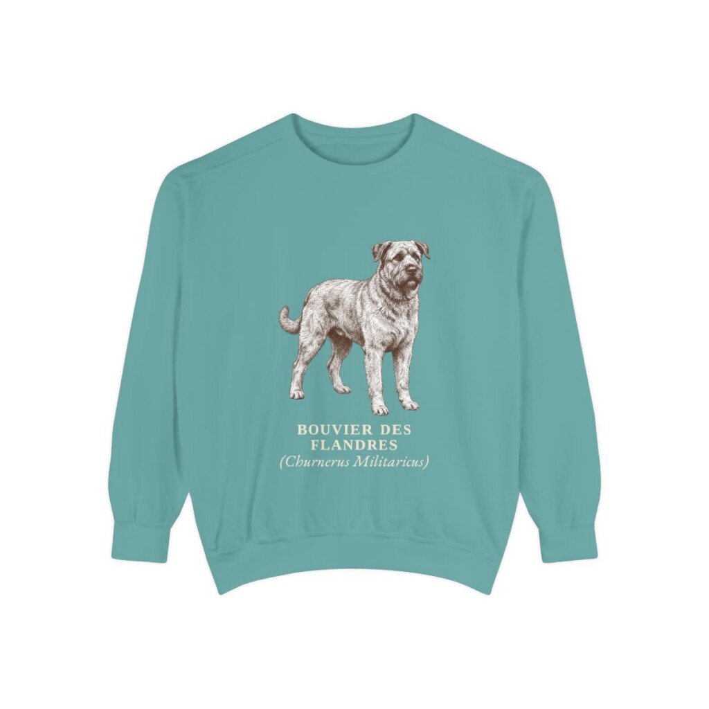 bouvier-des-flandres-sweatshirt-latin-seafoam Bouvier des Flandres Latin Sweatshirt, Seafoam, front view