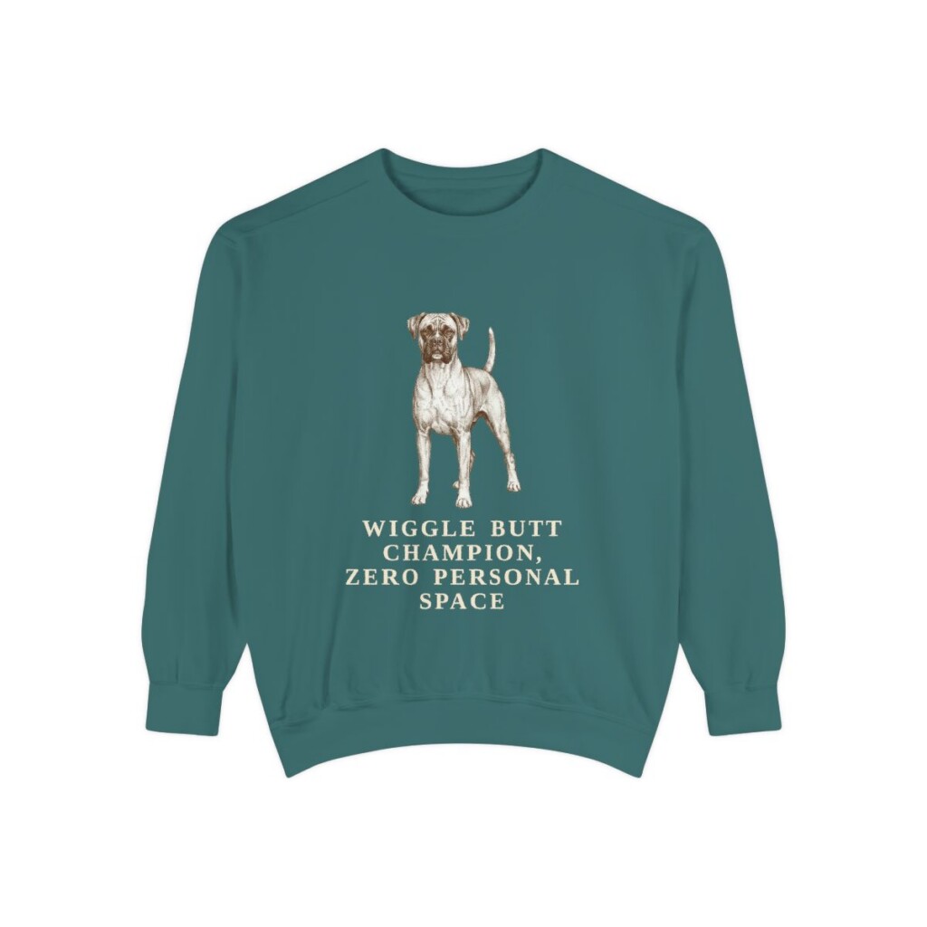 Boxer Humor Sweatshirt, Blue Spruce, front view
