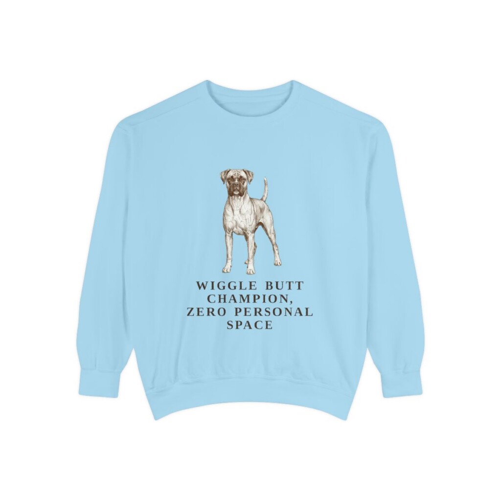 Boxer Humor Sweatshirt, Chambray, front view