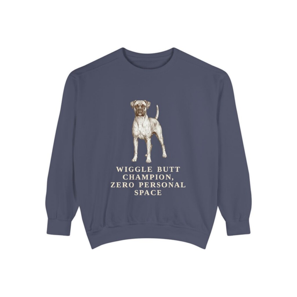 Boxer Humor Sweatshirt, Denim, front view