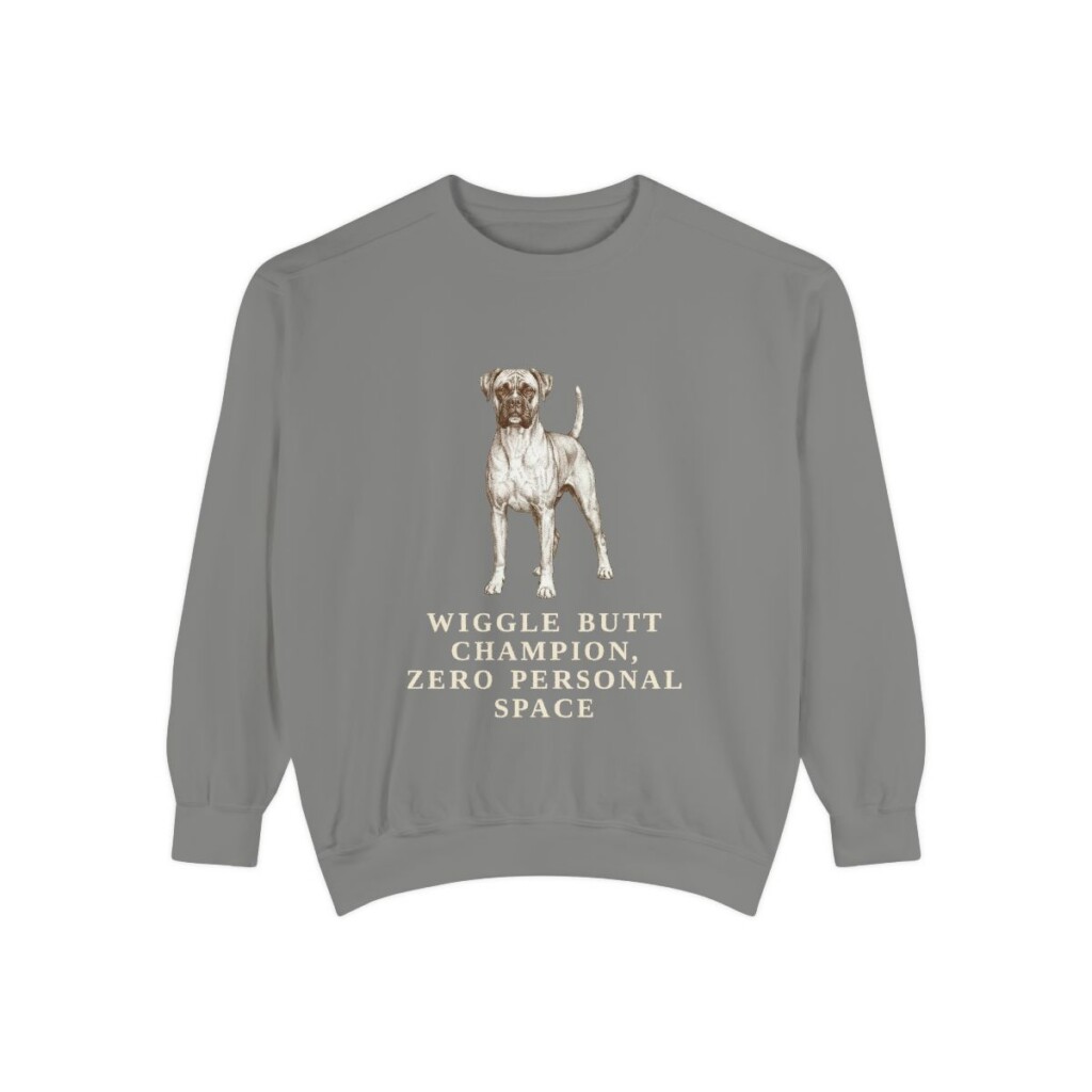 Boxer Humor Sweatshirt, Grey, front view