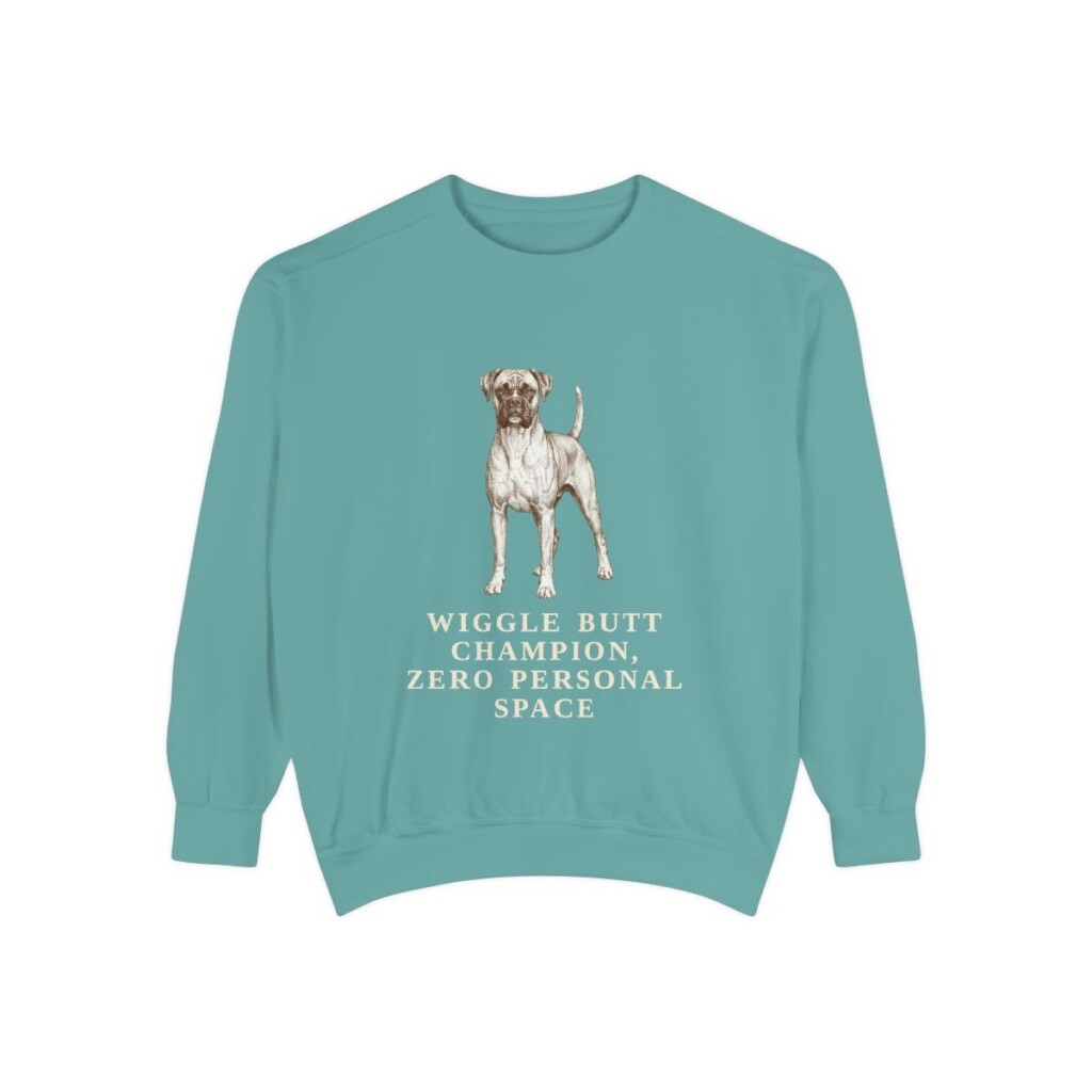 Boxer Humor Sweatshirt, Seafoam, front view