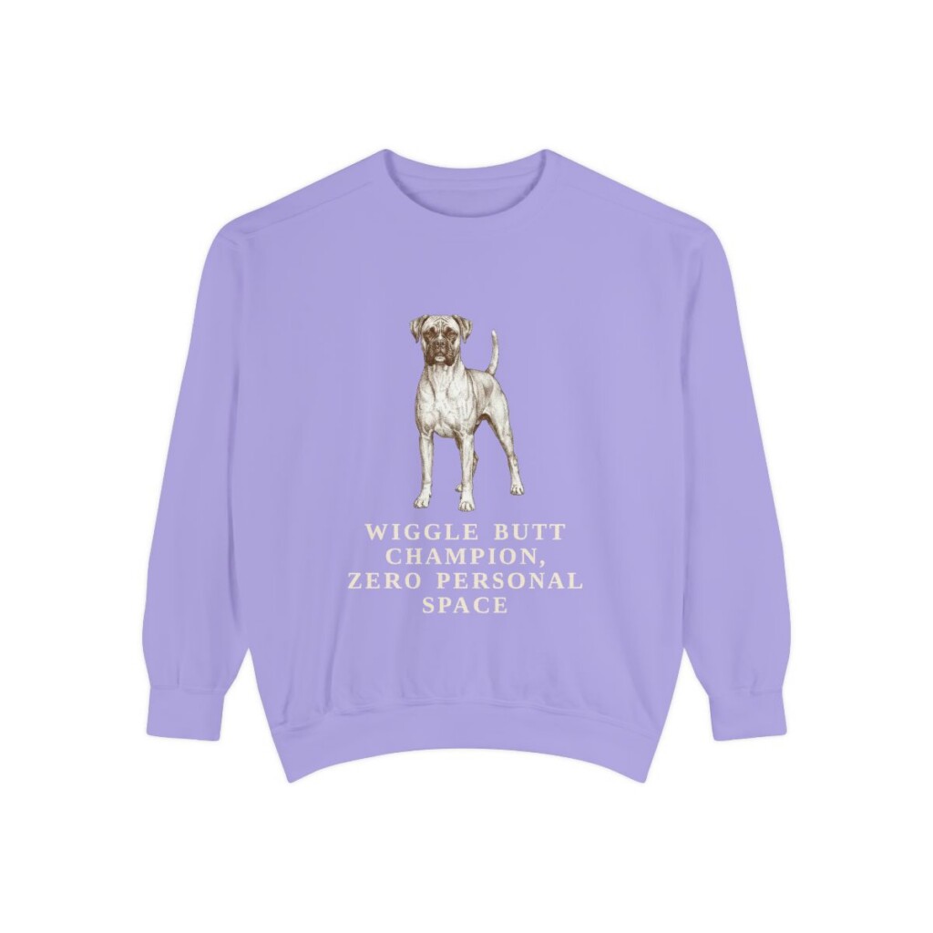 Boxer Humor Sweatshirt, Violet, front view