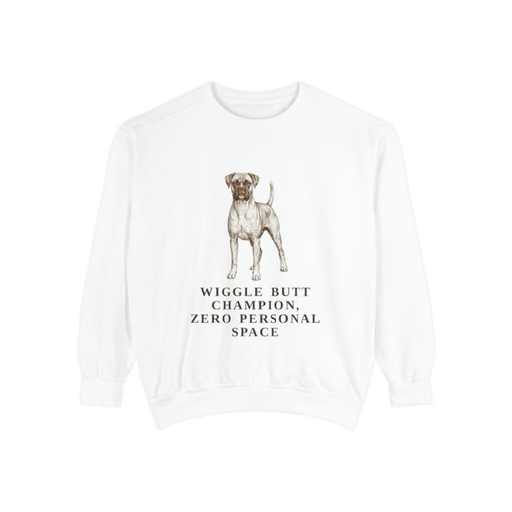 Boxer Humor Sweatshirt, White, front view