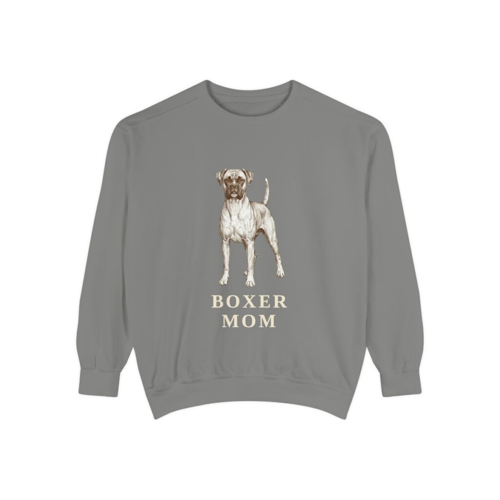 Boxer Mom Sweatshirt, Grey, front view