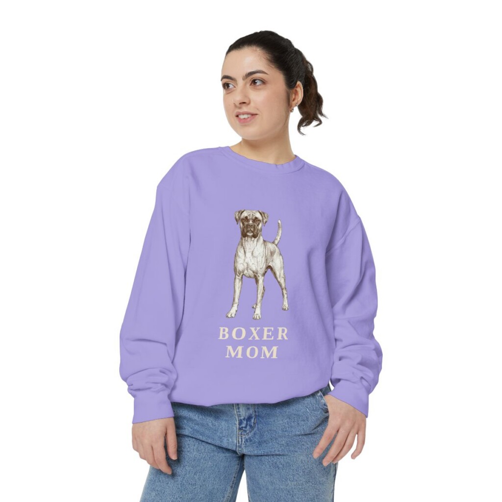 Boxer Mom Sweatshirt, Violet, person 2 front