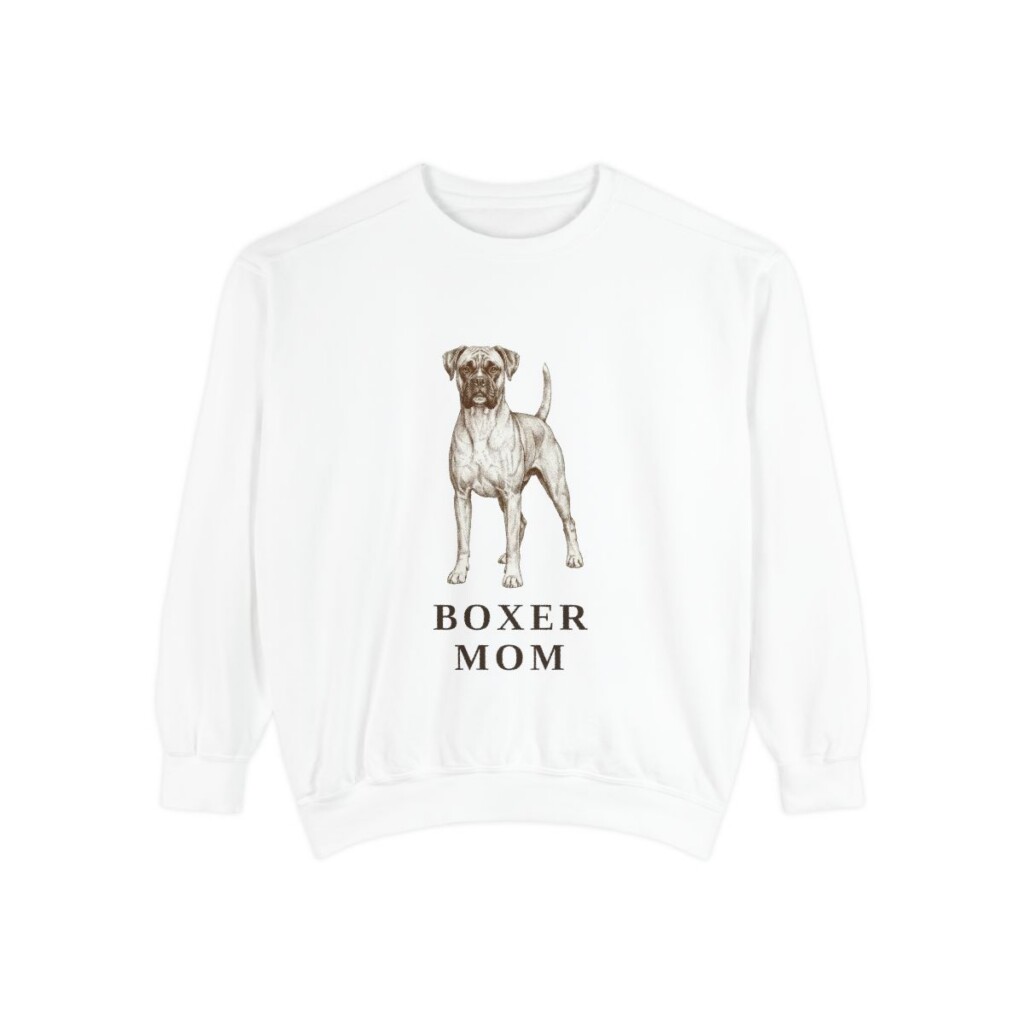 Boxer Mom Sweatshirt, White, front view