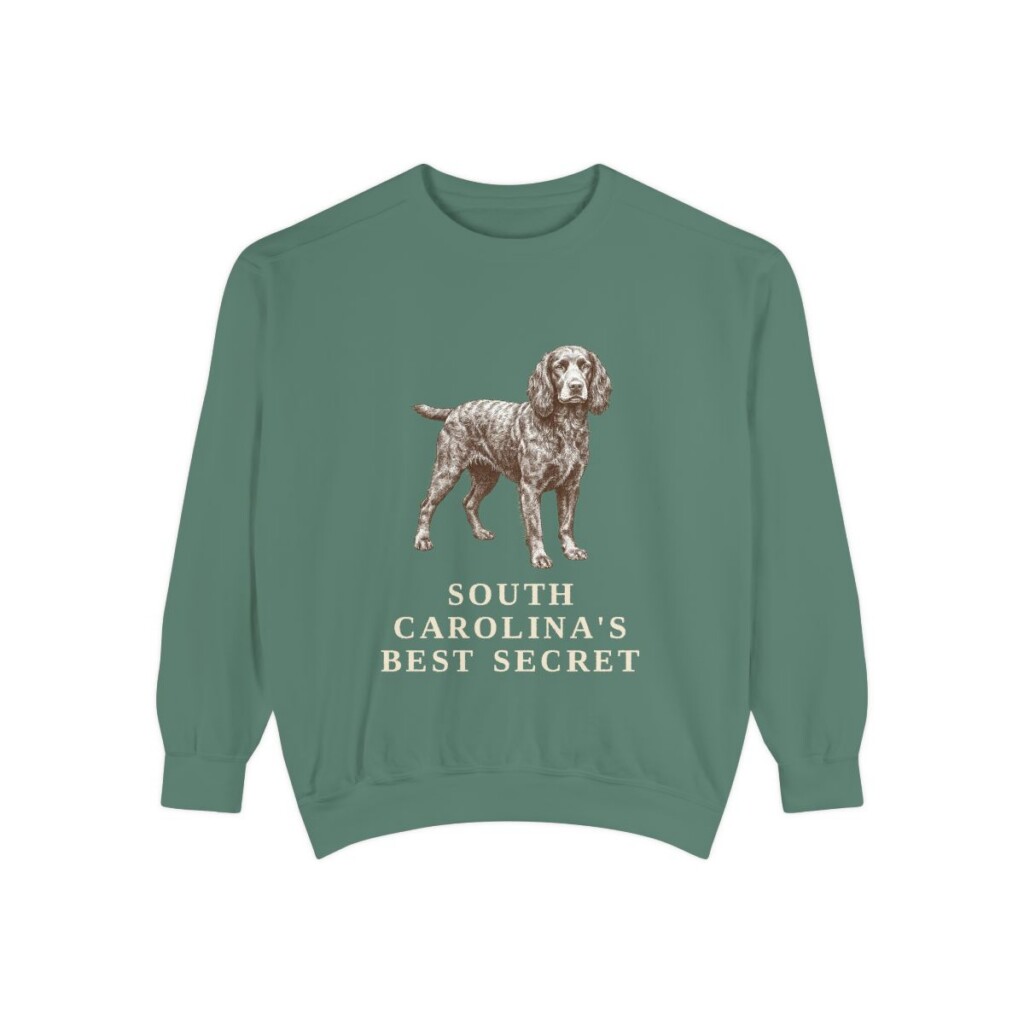 Boykin Spaniel Humor Sweatshirt, Light Green, front view