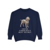 Boykin Spaniel Humor Sweatshirt, True Navy, front view