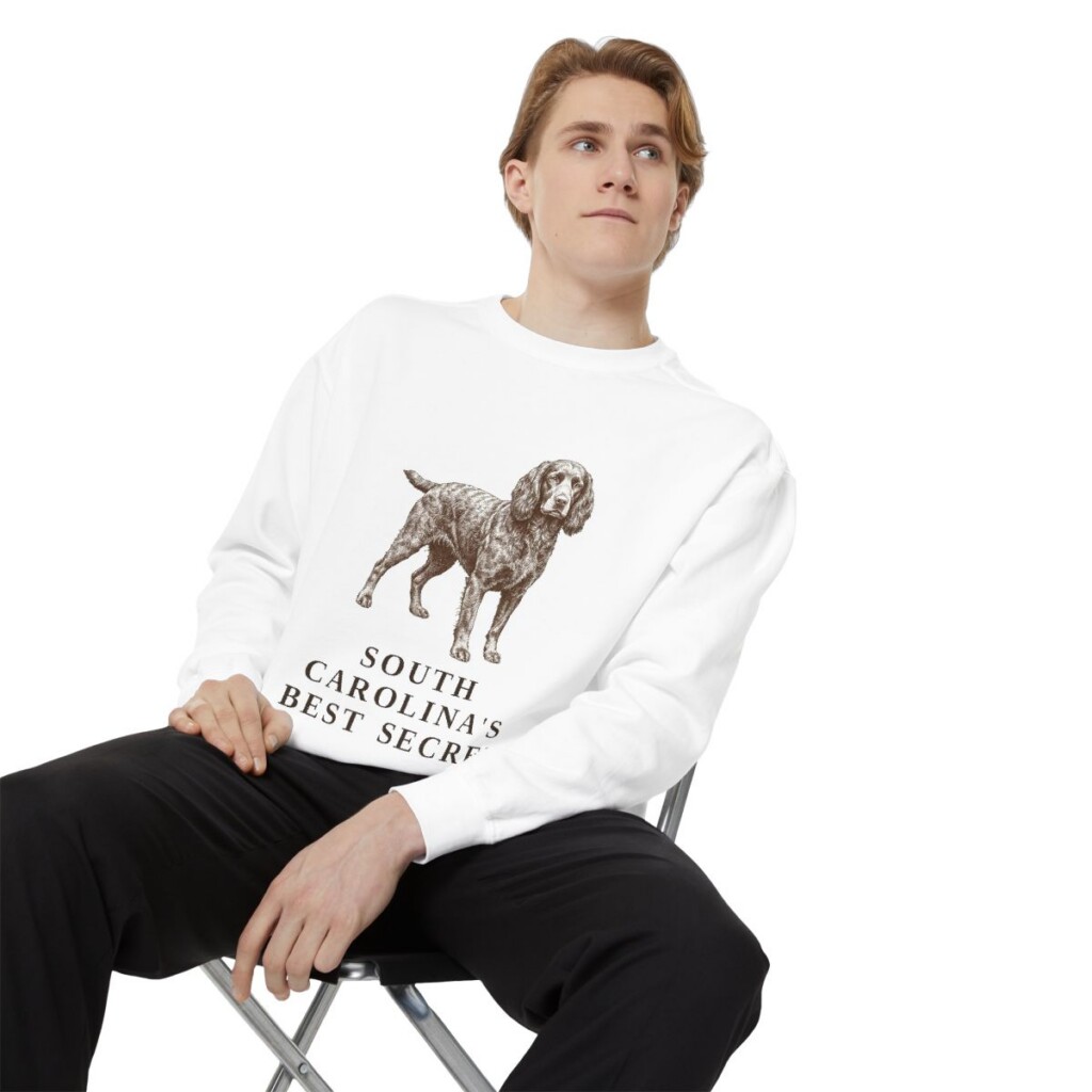 Boykin Spaniel Humor Sweatshirt, White, person 1 context