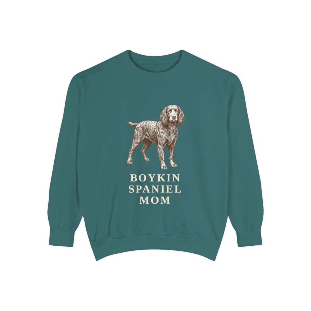 Boykin Spaniel Mom Sweatshirt, Blue Spruce, front view